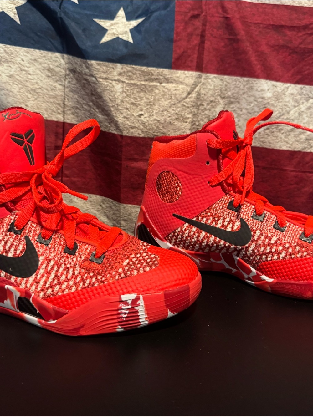Nike Kids Red and Black High-Top Basketball Sneakers